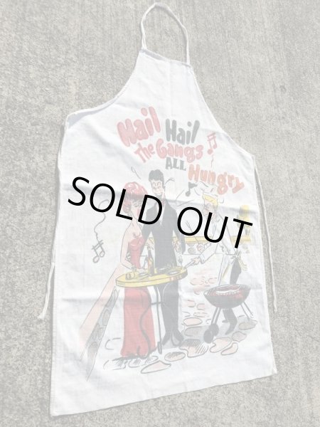 コットン製の染み込みプリントの50’sヴィンテージBBQエプロン