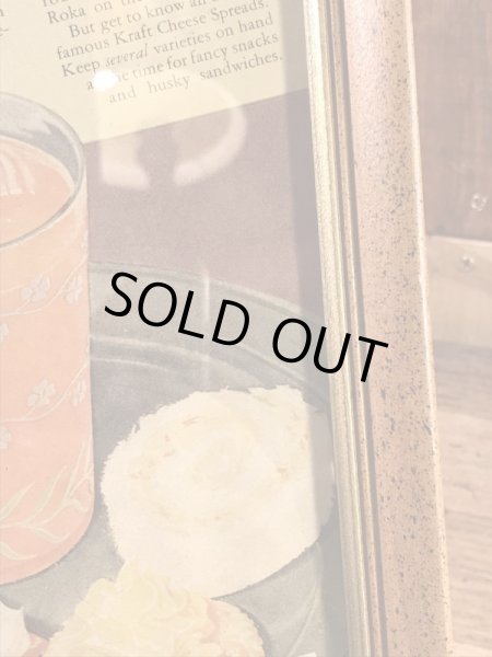 木製の額縁にクラフトチーズの広告が入った40’sヴィンテージ壁掛け