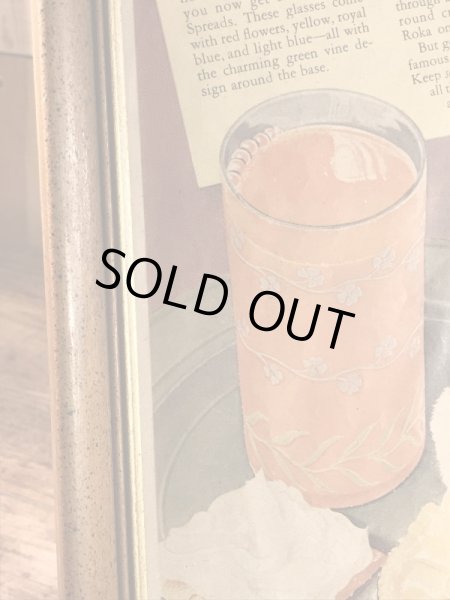 ガラスの額縁にクラフトチーズの広告が入った40年代ビンテージ壁掛け