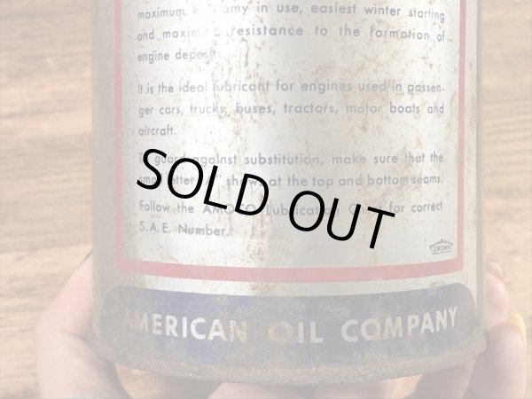 Amoco OilのTin製の50’sヴィンテージオイル缶
