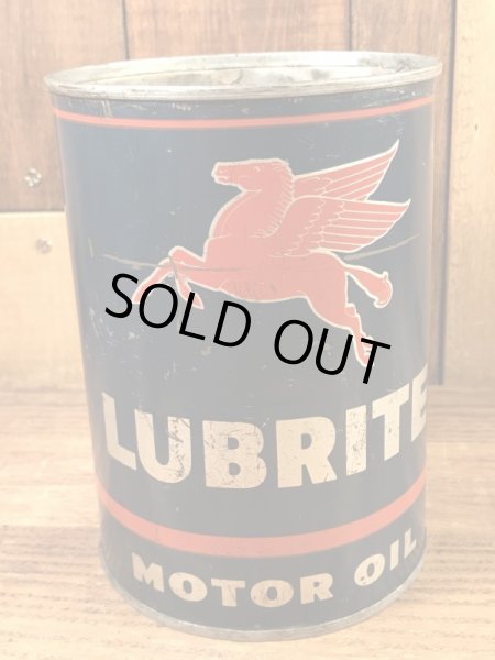 モービルのリューブライトモーターオイルの50年代ビンテージオイル缶