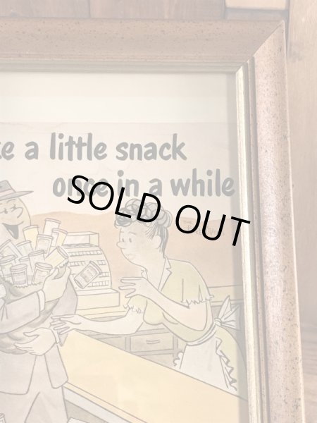 木製の額縁にクラフトチーズの広告が入った50’sヴィンテージ壁掛け