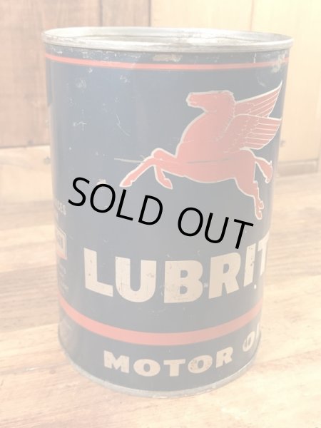 モービルのリューブライトモーターオイルの50年代ビンテージオイル缶
