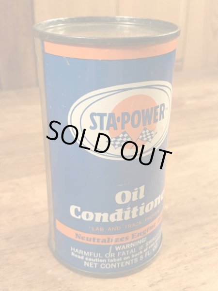 Sta Powerのオイルコンディショナーの60年代ビンテージブリキ缶
