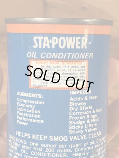 Sta Powerのオイルコンディショナーの60年代ビンテージブリキ缶