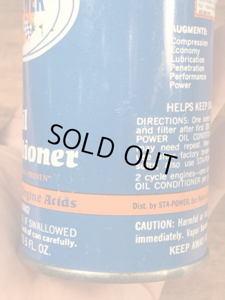 Sta Powerのチェッカーズフラッグが書かれた60’sヴィンテージオイル缶