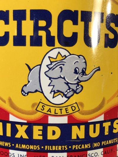 画像2: Circus Mixed Nuts Tin Can　サーカス　ビンテージ　ブリキ缶　ミックスナッツ　40〜50年代