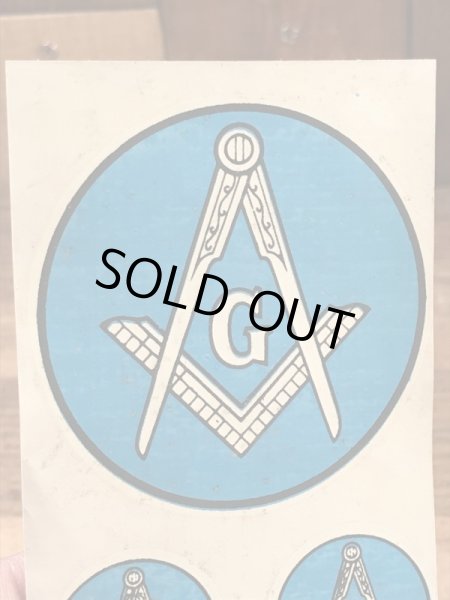 Baxter Lane社製のフリーメイソンの60年代ビンテージ水張りステッカー