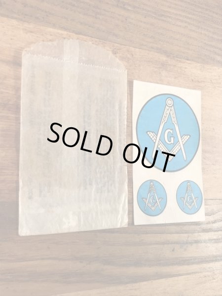 Baxter Lane社製のフリーメイソンの60年代ビンテージ水張りステッカー