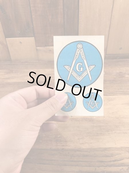 Baxter Lane社製のフリーメイソンの60年代ビンテージ水張りステッカー