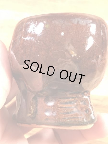 スカルの陶器製の50年代ビンテージショットグラス