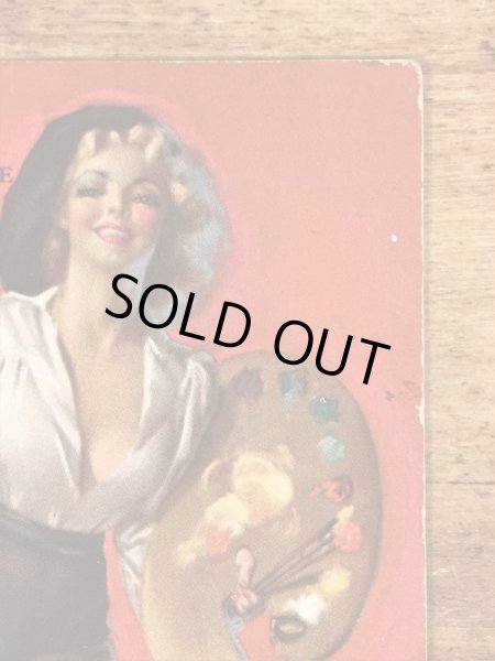 I Must Learn Where To Draw The Lineのメッセージが書かれたピンナップガールの40’sヴィンテージカード