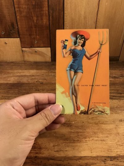 画像3: Pin Up Girl “My Calves Took First Prize” A Mutoscope Card　ピンナップガール　ビンテージ　カード　40年代