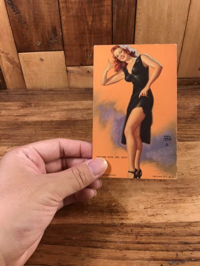 画像2: Pin Up Girl “Thumb Fun, Eh, Kid?” A Mutoscope Card　ピンナップガール　ビンテージ　カード　40年代