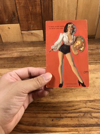 画像3: Pin Up Girl “I Must Learn Where To Draw The Line” A Mutoscope Card　ピンナップガール　ビンテージ　カード　40年代