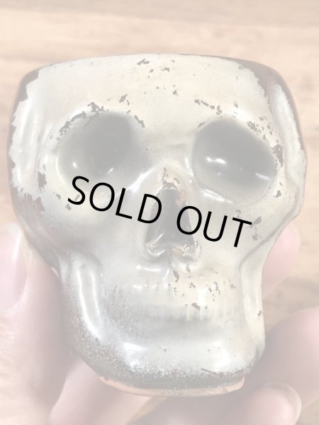 スカルの陶器製の50年代ビンテージショットグラス