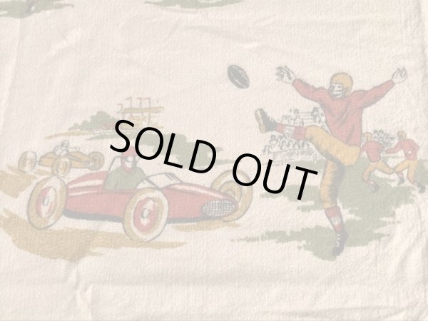 ウール製のスポーツ柄の50’sヴィンテージブランケット