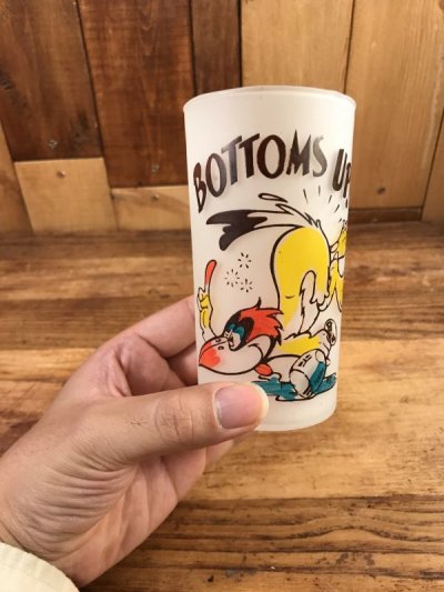 画像3: “Bottoms Up!” Woodpecker Bird Frosted Glass　ウッドペッカー　ビンテージ　グラス　すりガラス　60年代