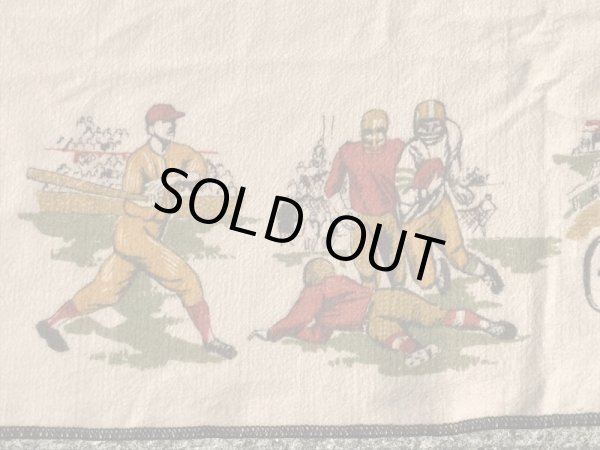 ウール製のスポーツ柄の50’sヴィンテージブランケット