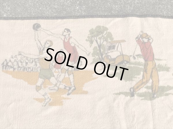 Chatham社製のスポーツ柄の50年代ビンテージブランケット