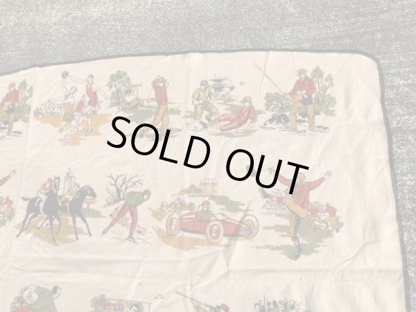 Chatham社製のスポーツ柄の50年代ビンテージブランケット