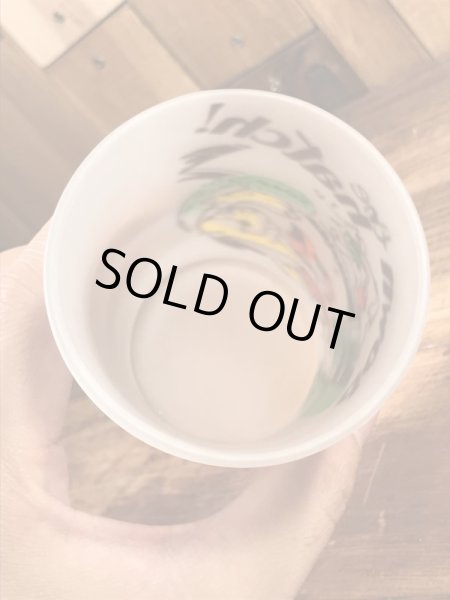 “Down The Hatch!”のメッセージが書かれたキツツキのキャラクターの60年代ビンテージグラス