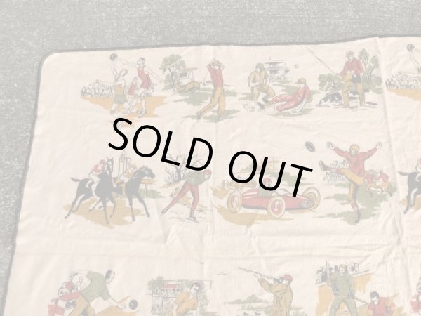 Chatham社製のスポーツ柄の50年代ビンテージブランケット