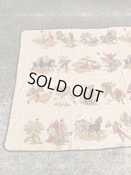 Chatham社製のスポーツ柄の50年代ビンテージブランケット