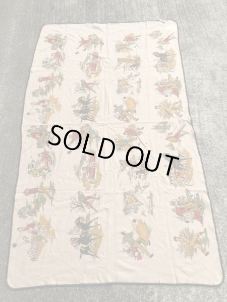 Chatham社製のスポーツ柄の50年代ビンテージブランケット