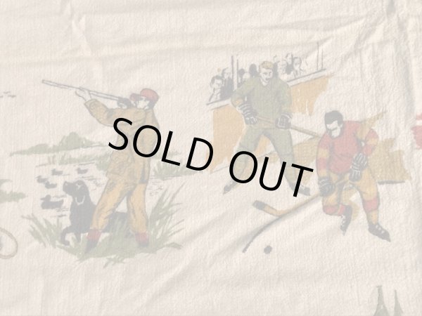 ウール製のスポーツ柄の50’sヴィンテージブランケット