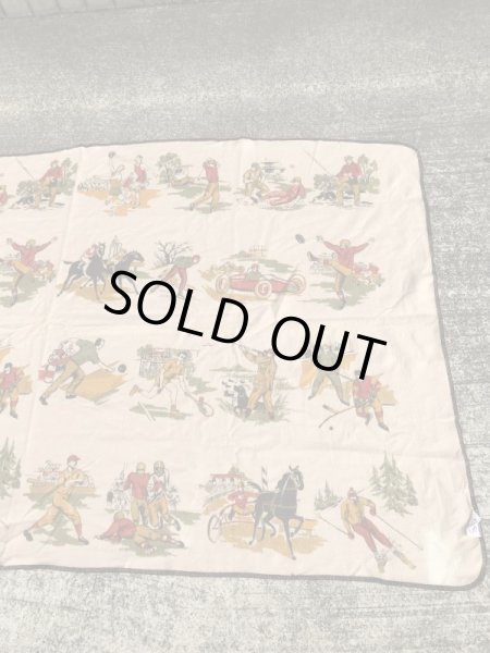 ウール製のスポーツ柄の50’sヴィンテージブランケット