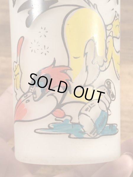 ウッドペッカーのすりガラスの60’sヴィンテージガラスコップ