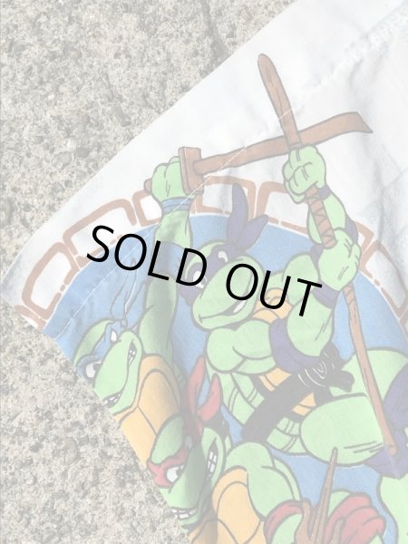 ミュータントニンジャタートルズのツインサイズの90年代ビンテージフラットシーツ