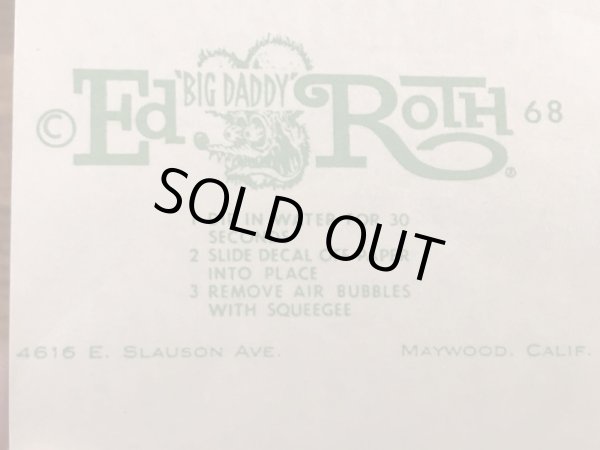 Ed “Big Daddy” RothのCamaro Z 28の60’sヴィンテージウォータースライドデカール