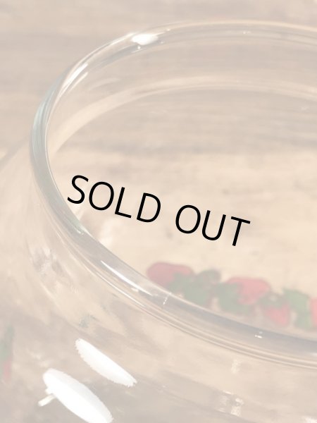 ストロベリーショートケーキのスモールサイズの80年代ビンテージガラスキャンディポット