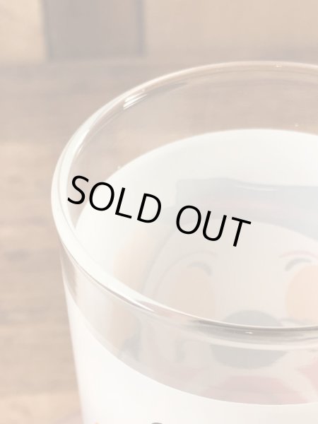 笑い顔と泣き顔のピエロの70年代ビンテージガラスコップ