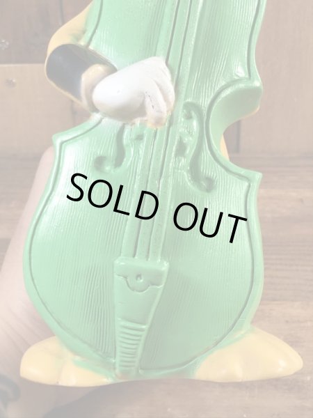 New York Vinyl Prod社製のウッドベースの弾くダックの70’sヴィンテージコインバンクドール