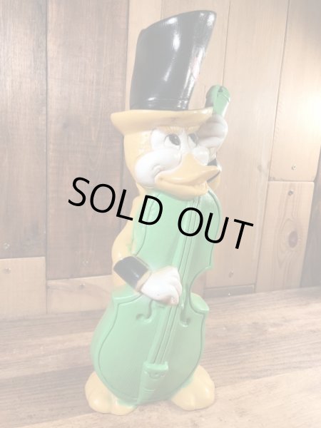 New York Vinyl Prod社製のウッドベースの弾くアヒルの70年代ビンテージ貯金箱フィギュア