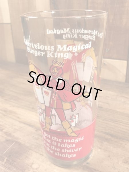 Burger Kingの王様とメッセージが書かれた70’sヴィンテージガラスコップ