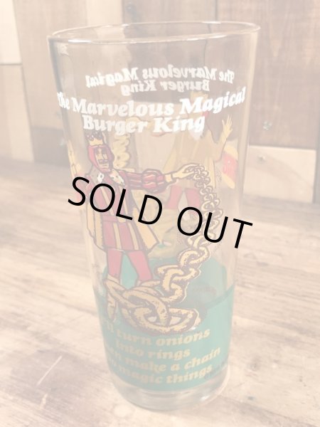 Burger Kingの王様とメッセージが書かれた70’sヴィンテージガラスコップ
