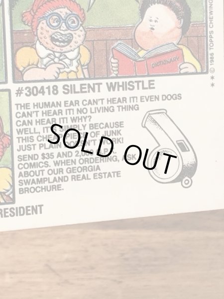 トップス社製のガーベッジペイルキッズの80年代ビンテージステッカーカード