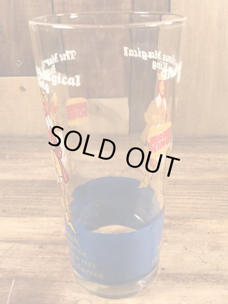 Burger Kingの王様とメッセージが書かれた70’sヴィンテージガラスコップ