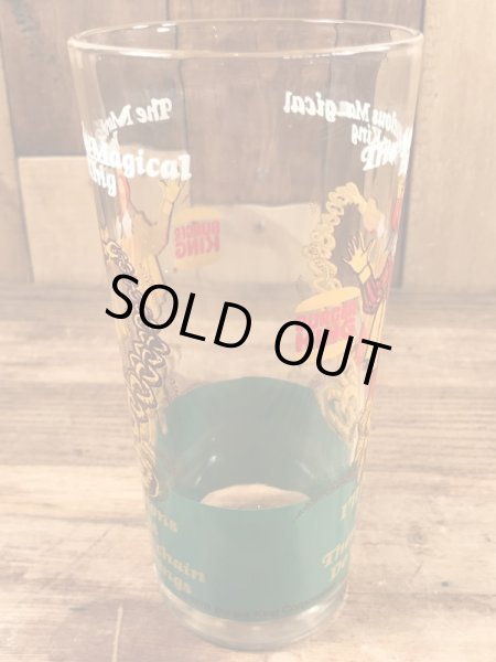 Burger Kingの王様とメッセージが書かれた70’sヴィンテージガラスコップ