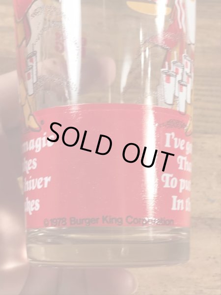 Burger Kingの王様とメッセージが書かれた70’sヴィンテージガラスコップ