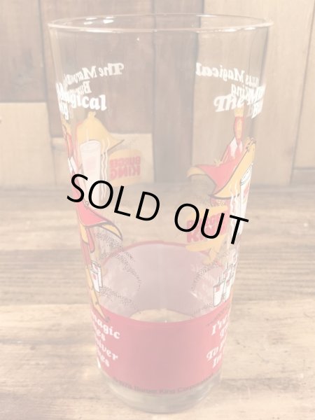 Burger Kingの王様とメッセージが書かれた70’sヴィンテージガラスコップ