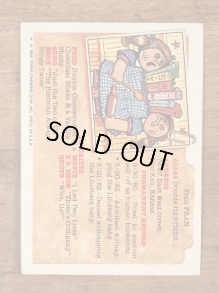 Topps社製のガーベッジペイルキッズの80’sヴィンテージカードシール