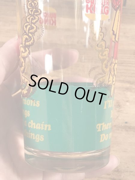 Burger Kingの王様とメッセージが書かれた70’sヴィンテージガラスコップ