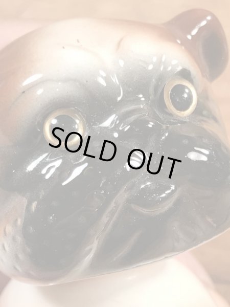 陶器製のブルドッグの50〜60年代ビンテージボビングヘッドドール