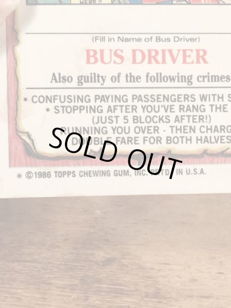 トップス社製のガーベッジペイルキッズの80年代ビンテージステッカーカード