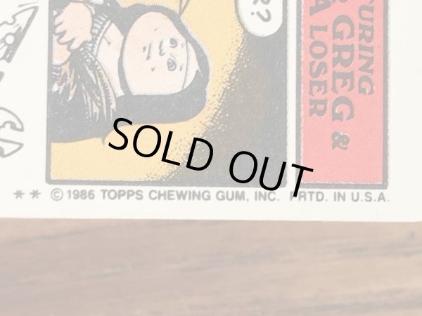 トップス社製のガーベッジペイルキッズの80年代ビンテージステッカーカード